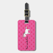 かわいいユニコーンのピンクの蝶 ラゲッジタグ (正面縦)