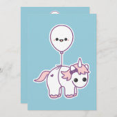 かわいいユニコーンのベビーシャワー招待状 招待状 (正面/裏面)