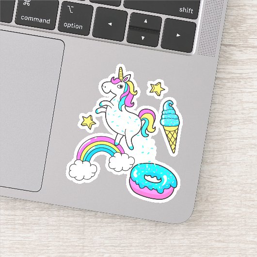 かわいいユニコーンのレインボードーナツ シール (詳細)