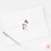かわいいユニコーンの上に風船を乗せたユニコーン スクエアシール (封筒)
