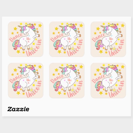 かわいいユニコーンの励まし スクエアシール (シート)