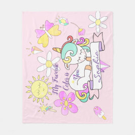 かわいいユニコーンの励まし フリースブランケット