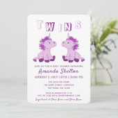 かわいいユニコーンの双子の女の子のベビーシャワー 招待状 (スタンド正面)