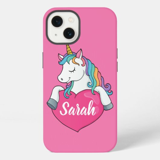 かわいいユニコーンの名前入り iPhoneケース (裏面)