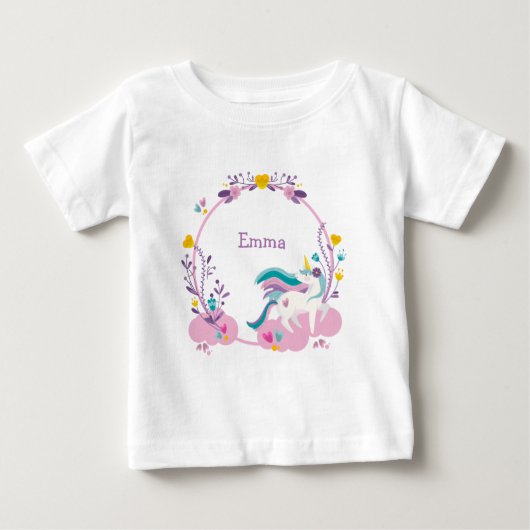 かわいいユニコーンの名前 ベビーTシャツ (正面)
