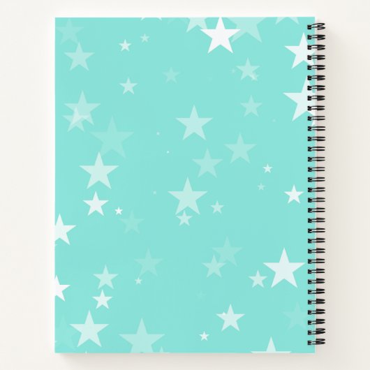 かわいいユニコーンの夢 |青 |ユーザー名のカスタマイズ ノートブック (裏面)