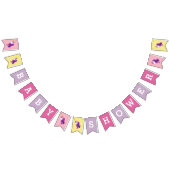 かわいいユニコーンの女の子のベビーシャワーの旗布の旗の旗 バンティングフラッグ (全)