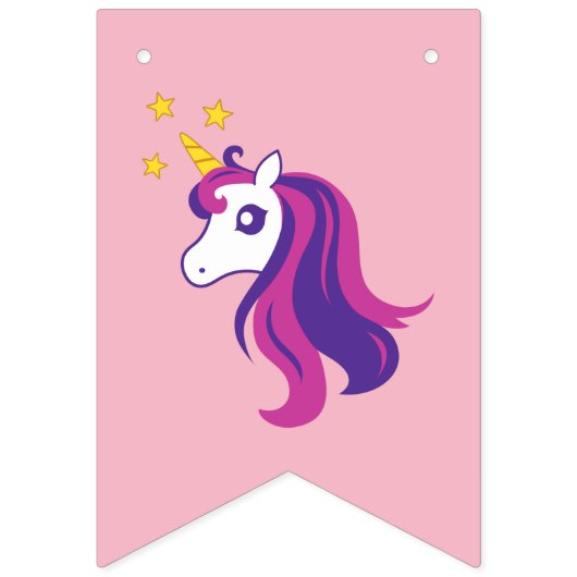 かわいいユニコーンの女の子のベビーシャワーの旗布の旗の旗 バンティングフラッグ (第1の旗)
