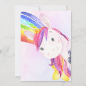 かわいいユニコーンの女の子の誕生日魔法の虹 招待状 (裏面)
