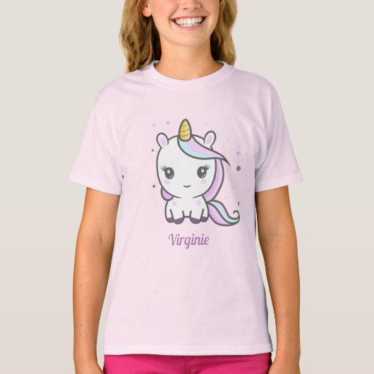 かわいいユニコーンの女の子Tシャツ Tシャツ (正面)