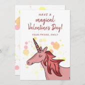 かわいいユニコーンの子供たち教室バレンタインデー シーズンカード (正面/裏面)
