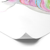 かわいいユニコーンの子供用ウォータカラー印刷物 ポスター (角)