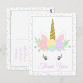 かわいいユニコーンの感謝カード ポストカード (正面/裏面)