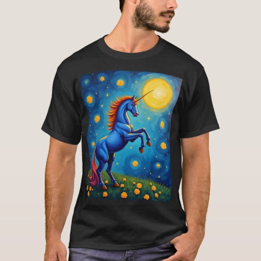 かわいいユニコーンの星空 (1) Tシャツ (正面)