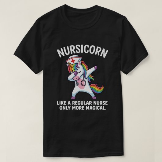 かわいいユニコーンの看護師の気分でヘルスケアヒーロー Tシャツ (デザイン正面)
