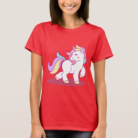 かわいいユニコーンの背景 Tシャツ (正面)