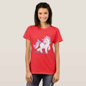 かわいいユニコーンの背景 Tシャツ (正面フル)