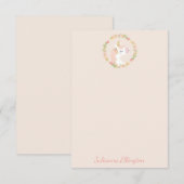 かわいいユニコーンの花輪 ブッシュピンク オーダーネーム サンキューカード (正面/裏面)