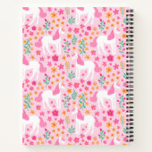 かわいいユニコーンの花 ピンクの名前付き ノートブック (裏面)