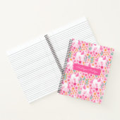 かわいいユニコーンの花 ピンクの名前付き ノートブック (内部)