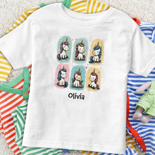 かわいいユニコーンの落書き トドラーTシャツ