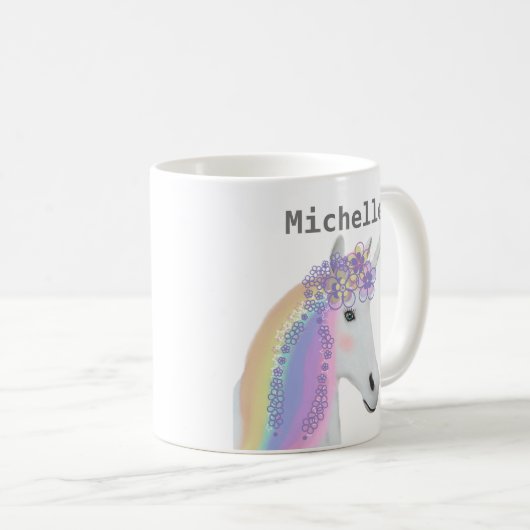 かわいいユニコーンの虹のココアの子供のマグ コーヒーマグカップ (正面右)