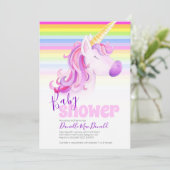 かわいいユニコーンの虹のベビーシャワー招待状 招待状 (スタンド正面)