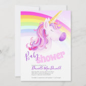 かわいいユニコーンの虹のベビーシャワー招待状 招待状 (正面)