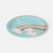 かわいいユニコーンの虹の女の子の誕生会の供給 ペーパープレート (アングル)