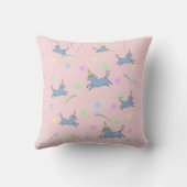 かわいいユニコーンの虹の星のシームレスなパターン クッション (裏面)