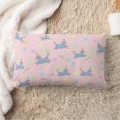 かわいいユニコーンの虹の星のシームレスなパターン ランバークッション (ブランケット)