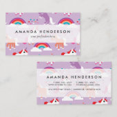 かわいいユニコーンの虹の紫色 名刺 (正面/裏面)