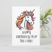 かわいいユニコーンの誕生日カード 招待状 (スタンド正面)