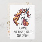 かわいいユニコーンの誕生日カード 招待状 (正面/裏面)