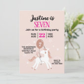 かわいいユニコーンの誕生日パーティー 招待状 (スタンド正面)