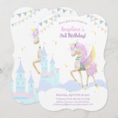 かわいいユニコーンの誕生日招待状 招待状 (正面/裏面)