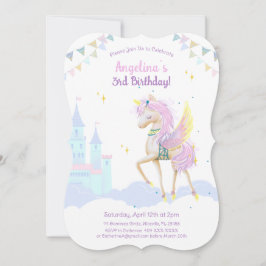 かわいいユニコーンの誕生日招待状 招待状