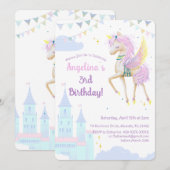 かわいいユニコーンの誕生日招待状 招待状 (正面/裏面)
