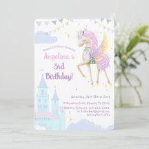 かわいいユニコーンの誕生日招待状