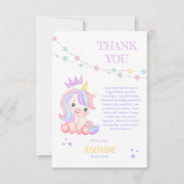 かわいいユニコーンの魔法のバナー子供の誕生日 サンキューカード