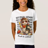 かわいいユニコーンの2年生の学校用品 グラフィック Tシャツ (正面)