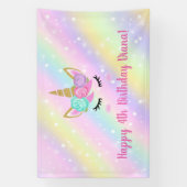 かわいいユニコーンの4歳の誕生日ガール 横断幕 (縦)