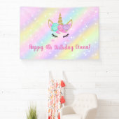かわいいユニコーンの4歳の誕生日ガール 横断幕 (インサイチュ)