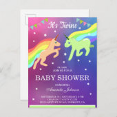 かわいいユニコーンはベビーシャワーを結び付けます インビテーションポストカード (正面/裏面)