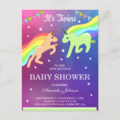 かわいいユニコーンはベビーシャワーを結び付けます インビテーションポストカード (正面)