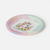 かわいいユニコーンひまわり1歳の誕生日 ペーパープレート (アングル)