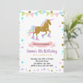 かわいいユニコーンアイススケートテーマ 招待状 (スタンド正面)