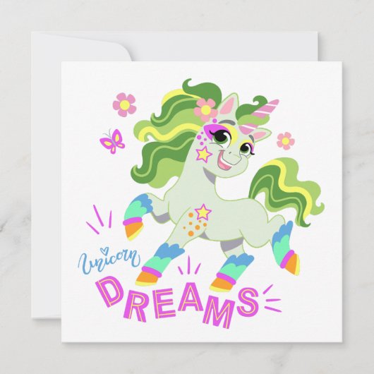 かわいいユニコーンイラストレーション#2 招待状 (正面)