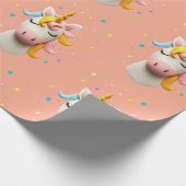 かわいいユニコーンウール感じ女子誕生日パーティー ラッピングペーパー (角)