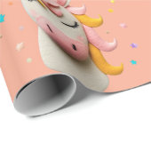 かわいいユニコーンウール感じ女子誕生日パーティー ラッピングペーパー (ロールコーナー)